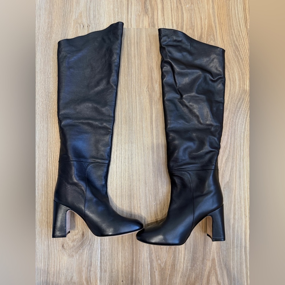STUART WEITZMAN Lucinda Black Suede & Leather Fold-Over Boots - Picture 11 of 11